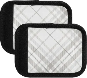 SPRIPORT Gray Plaid 2 Pack Luggage Handle Wraps for Suitcase Identifier Luggage Makers Covers with ID Tag Soft Handle Covers for Flying Airplane Travel Shopping Bag Handbag Wallet