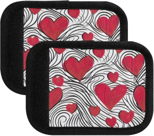 SPRIPORT Heart Red 2 Pack Luggage Handle Wraps for Suitcase Identifier Luggage Makers Covers with ID Tag Luggage Bag Grip Protector Saddle for Flying Airplane Travel Shopping Bag Handbag Wallet