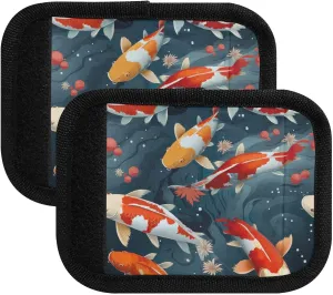 SPRIPORT Koi Red Fishes 2 Pack Luggage Handle Wraps for Suitcase Identifier Luggage Makers Covers with ID Tag Luggage Bag Grip Protector Saddle for Travel Flying Airplane Shopping Bag Handbag Wallet