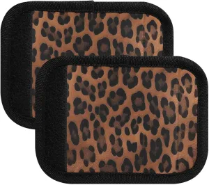 SPRIPORT Leopard Dark Yellow 2 Pack Luggage Handle Wraps for Suitcase Identifier Luggage Makers Covers with ID Tag Travel Accessories for Shopping Bag Handbag Wallet Flying Airplane Travel