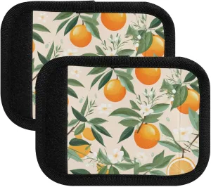 SPRIPORT Orange White Flower 2 Pack Luggage Handle Wraps for Suitcase Identifier Luggage Makers Covers with ID Tag Luggage Bag Grip Protector Saddle for Handbag Shopping Bag Flying Airplane Travel