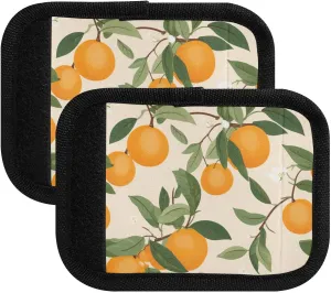 SPRIPORT Orange White Flowers Leaves 2 Pack Luggage Handle Wraps for Suitcase Identifier Luggage Makers Covers with ID Tag Luggage Bag Grip Protector Saddle for Handbag Flying Airplane Travel
