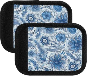 SPRIPORT Paisley Flower 2 Pack Luggage Handle Wraps for Suitcase Identifier Luggage Makers Covers with ID Tag Luggage Bag Grip Protector Saddle for Travel Flying Airplane Shopping Bag Handbag Wallet