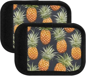 SPRIPORT Pineapples Black 2 Pack Luggage Handle Wraps for Suitcase Identifier Luggage Makers Covers with ID Tag Luggage Bag Grip Protector Saddle for Flying Airplane Travel Handbag Shopping Bag