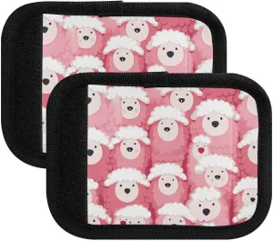 SPRIPORT Pink White Sheeps 2 Pack Luggage Handle Wraps for Suitcase Identifier Luggage Makers Covers with ID Tag Luggage Bag Grip Protector Saddle for Shopping Bag Handbag Flying Airplane Travel