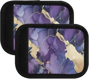 SPRIPORT Purple Marble 2 Pack Luggage Handle Wraps for Suitcase Identifier Luggage Makers Covers with ID Tag Soft Handle Covers for Travel Flying Airplane Shopping Bag Handbag Wallet