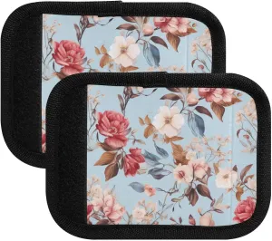 SPRIPORT Red Pink Flowers 2 Pack Luggage Handle Wraps for Suitcase Identifier Luggage Makers Covers with ID Tag Luggage Bag Grip Protector Saddle for Travel Flying Airplane Handbag Shopping Bag