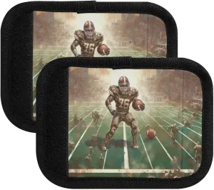 SPRIPORT Retro Football Field Player 2 Pack Luggage Handle Wraps for Suitcase Identifier Luggage Makers Covers with ID Tag Luggage Bag Grip Protector Saddle for Travel Flying Airplane Shopping Bag