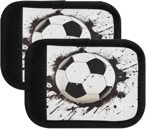 SPRIPORT Soccer Ball Icon 2 Pack Luggage Handle Wraps for Suitcase Identifier Luggage Makers Covers with ID Tag Luggage Bag Grip Protector Saddle for Shopping Bag Handbag Flying Airplane Travel