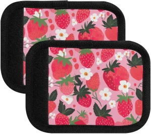 SPRIPORT Strawberries Flower Pink 2 Pack Luggage Handle Wraps for Suitcase Identifier Luggage Makers Covers with ID Tag Luggage Bag Grip Protector Saddle for Flying Airplane Travel Handbag