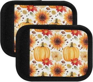 SPRIPORT Sunflowers Autumn Pumpkins 2 Pack Luggage Handle Wraps for Suitcase Identifier Luggage Makers Covers with ID Tag Luggage Bag Grip Protector Saddle for Handbag Flying Airplane Travel