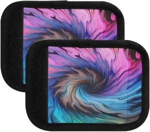 SPRIPORT Tie Dye Colorful 2 Pack Luggage Handle Wraps for Suitcase Identifier Luggage Makers Covers with ID Tag Luggage Bag Grip Protector Saddle for Travel Flying Airplane Shopping Bag Handbag