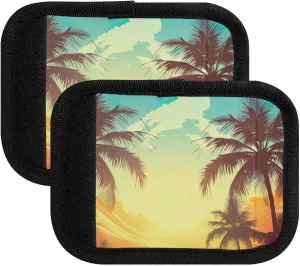 SPRIPORT Tropical Palms Colorful 2 Pack Luggage Handle Wraps for Suitcase Identifier Luggage Makers Covers with ID Tag Luggage Bag Grip Protector Saddle for Travel Flying Airplane Shopping Bag
