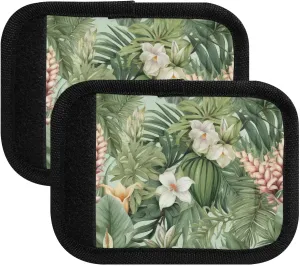 SPRIPORT Tropical White Blossoms 2 Pack Luggage Handle Wraps for Suitcase Identifier Luggage Makers Covers with ID Tag Luggage Bag Grip Protector Saddle for Travel Flying Airplane Handbag