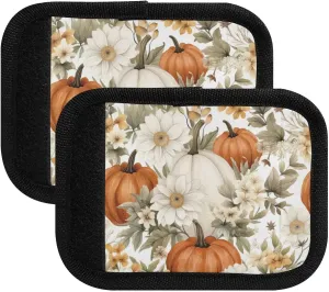 SPRIPORT Vintage Flowers Fall Pumpkins 2 Pack Luggage Handle Wraps for Suitcase Identifier Luggage Makers Covers with ID Tag Luggage Bag Grip Protector Saddle for Handbag Flying Airplane Travel