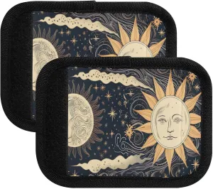 SPRIPORT Vintage Moon Sun 2 Pack Luggage Handle Wraps for Suitcase Identifier Luggage Makers Covers with ID Tag Luggage Bag Grip Protector Saddle for Flying Airplane Travel Shopping Bag Handbag