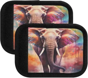SPRIPORT Watercolor Elephant 2 Pack Luggage Handle Wraps for Suitcase Identifier Luggage Makers Covers with ID Tag Luggage Bag Grip Protector Saddle for Handbag Shopping Bag Flying Airplane Travel