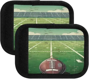 SPRIPORT Watercolor Football Field Ball 2 Pack Luggage Handle Wraps for Suitcase Identifier Luggage Makers Covers with ID Tag Luggage Bag Grip Protector Saddle for Flying Airplane Travel Shopping Bag