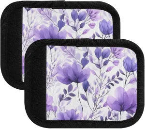 SPRIPORT Watercolor Violet 2 Pack Luggage Handle Wraps for Suitcase Identifier Luggage Makers Covers with ID Tag Luggage Bag Grip Protector Saddle for Handbag Shopping Bag Flying Airplane Travel