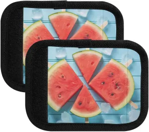 SPRIPORT Watermelon Popsicle Ice 2 Pack Luggage Handle Wraps for Suitcase Identifier Luggage Makers Covers with ID Tag Luggage Bag Grip Protector Saddle for Travel Flying Airplane Shopping Bag