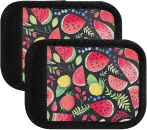 SPRIPORT Watermelon Strawberry Black 2 Pack Luggage Handle Wraps for Suitcase Identifier Luggage Makers Covers with ID Tag Luggage Bag Grip Protector Saddle for Travel Flying Airplane Handbag