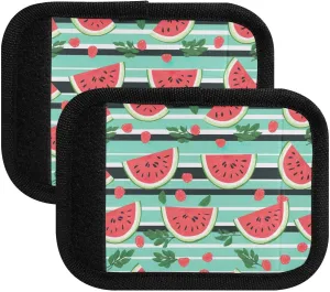 SPRIPORT Watermelon Strawberry Stripe 2 Pack Luggage Handle Wraps for Suitcase Identifier Luggage Makers Covers with ID Tag Luggage Bag Grip Protector Saddle for Flying Airplane Travel Handbag