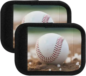 SPRIPORT White Baseball 2 Pack Luggage Handle Wraps for Suitcase Identifier Luggage Makers Covers with ID Tag Luggage Bag Grip Protector Saddle for Shopping Bag Handbag Wallet Flying Airplane Travel