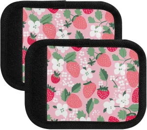 SPRIPORT White Flowers Strawberry Pink 2 Pack Luggage Handle Wraps for Suitcase Identifier Luggage Makers Covers with ID Tag Luggage Bag Grip Protector Saddle for Handbag Flying Airplane Travel