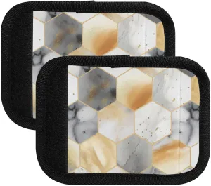 SPRIPORT White Graphic Marble Pattern 2 Pack Luggage Handle Wraps for Suitcase Identifier Luggage Makers Covers with ID Tag Luggage Bag Grip Protector Saddle for Shopping Bag Flying Airplane Travel