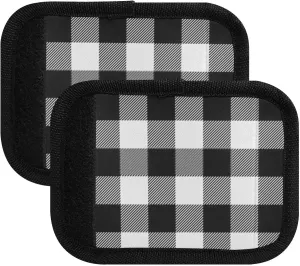 SPRIPORT White Plaid Buffalo 2 Pack Luggage Handle Wraps for Suitcase Identifier Luggage Makers Covers with ID Tag Luggage Bag Grip Protector Saddle for Flying Airplane Travel Shopping Bag Handbag