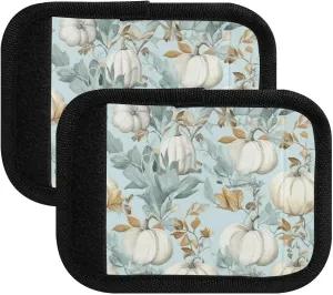 SPRIPORT White Pumpkins 2 Pack Luggage Handle Wraps for Suitcase Identifier Luggage Makers Covers with ID Tag Luggage Bag Grip Protector Saddle for Travel Flying Airplane Handbag Wallet Shopping Bag