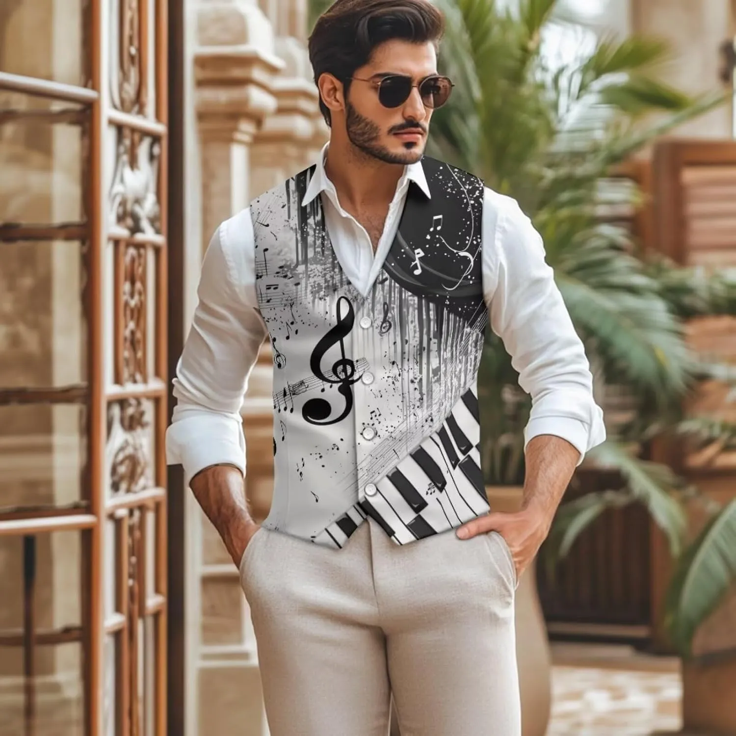 Suit Vest for Men Big and Tall V-Neck Formal Vest Slim Fit Button Waistcoat Vests