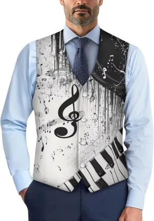 Suit Vest for Men Big and Tall V-Neck Formal Vest Slim Fit Button Waistcoat Vests