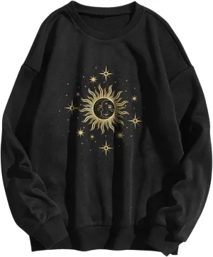 SweatyRocks Women's Casual Long Sleeve Sweatshirt Round Neck Pullover Tops