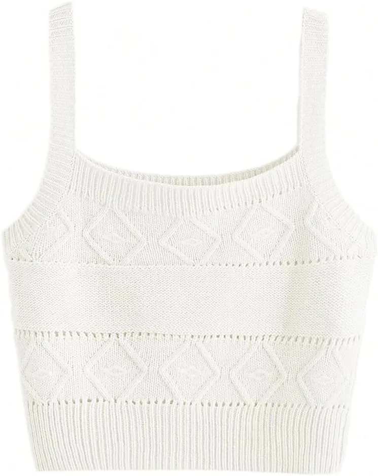 SweatyRocks Women's Sleeveless Solid Knit Straps Crop Tank Tops