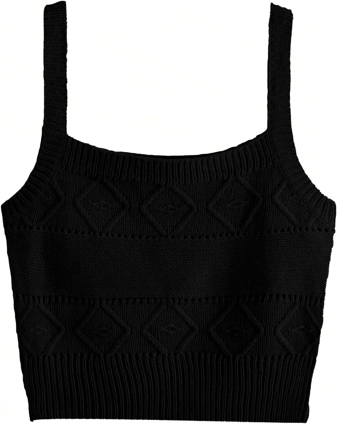 SweatyRocks Women's Sleeveless Solid Knit Straps Crop Tank Tops
