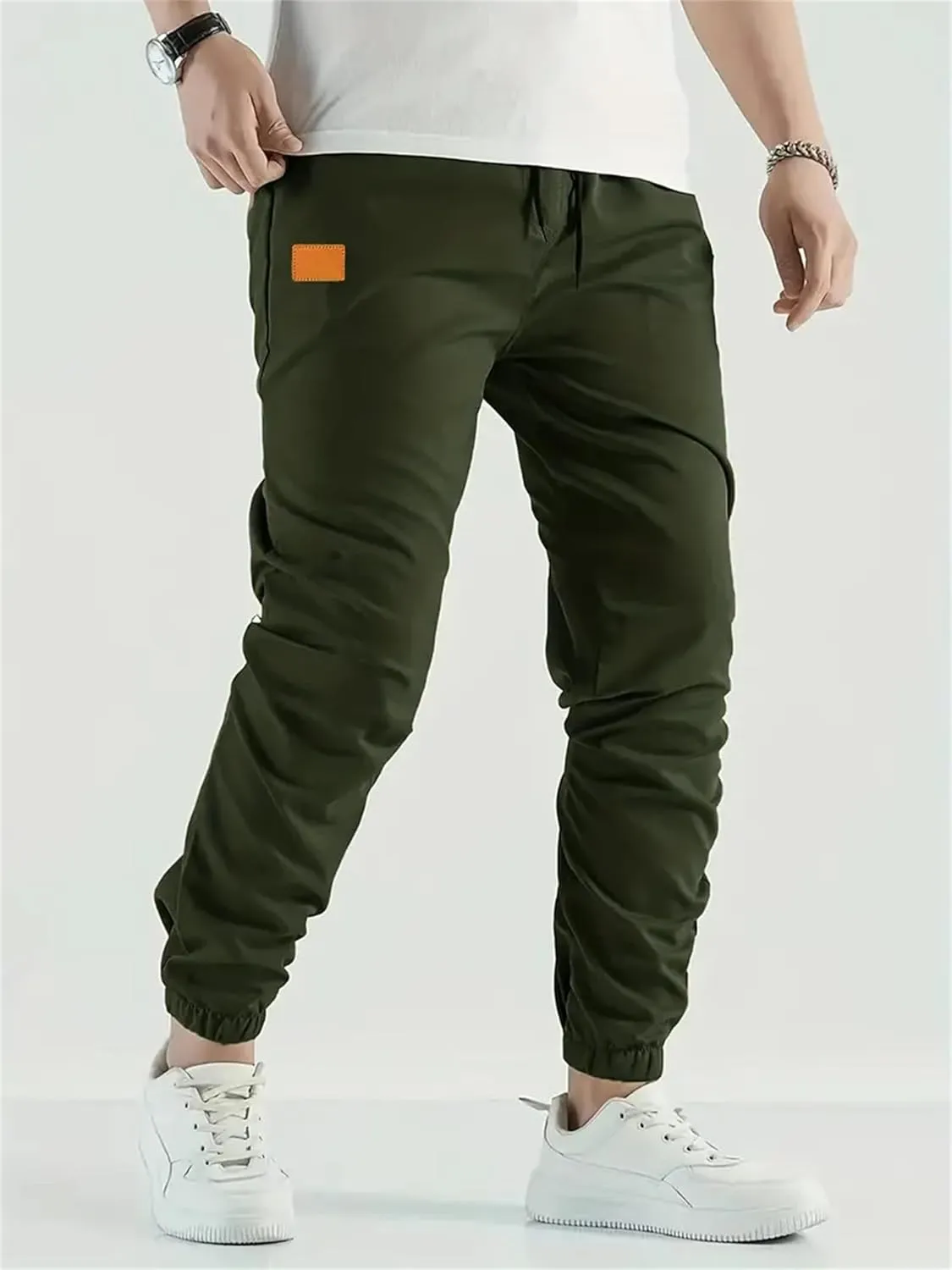 Thatrich Mens Joggers Sweatpants Chino Cargo Pants Slim Hiking Pant Trendy Streetwear Casual Trousers Twill Joggings Wear