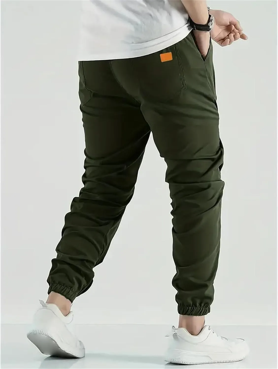 Thatrich Mens Joggers Sweatpants Chino Cargo Pants Slim Hiking Pant Trendy Streetwear Casual Trousers Twill Joggings Wear