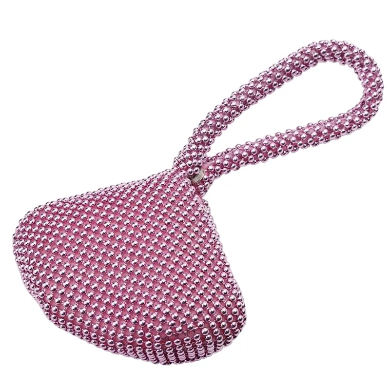 Trendy Women's Rhinestone Surface Metallic Clutch Bag For Party Wedding