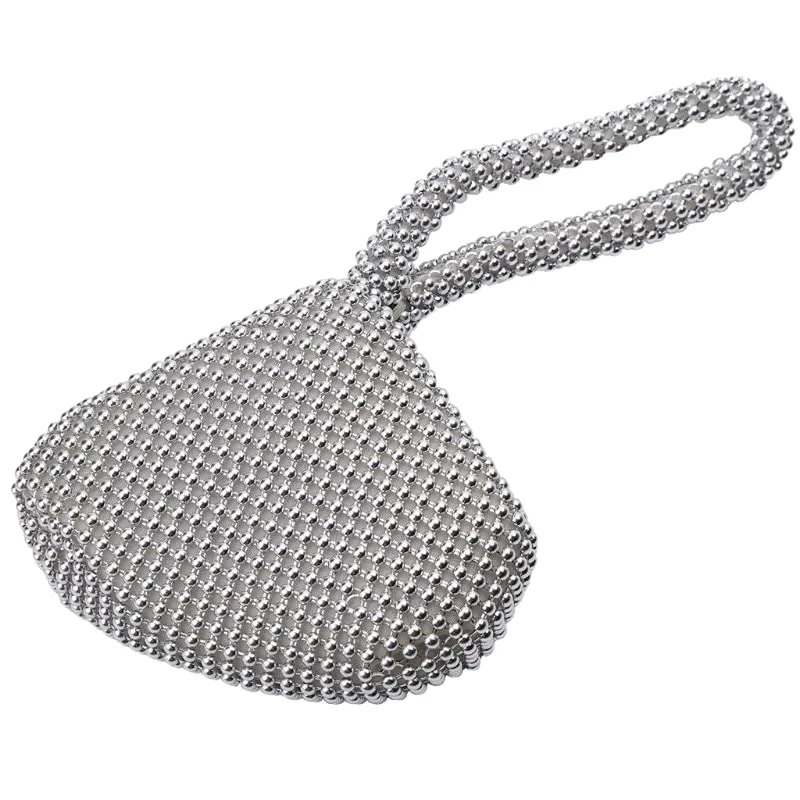 Trendy Women's Rhinestone Surface Metallic Clutch Bag For Party Wedding