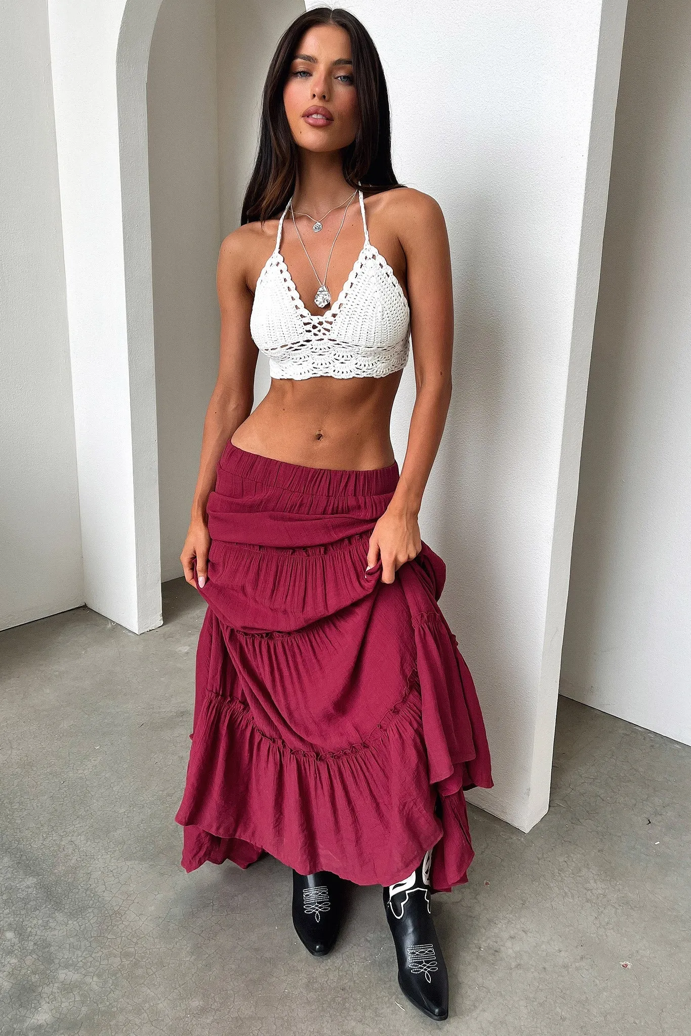 Valetta Crochet Halter Crop - White