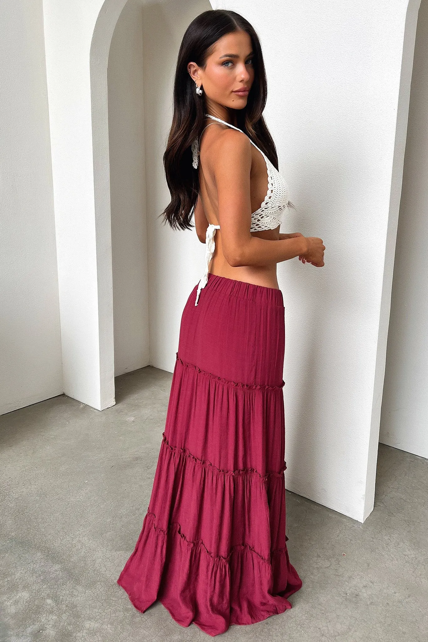 Valetta Crochet Halter Crop - White
