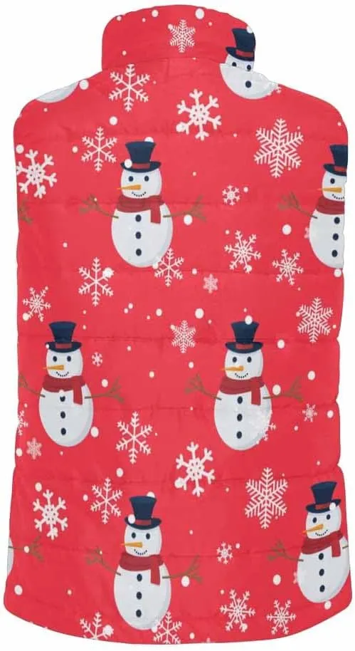 Vests For Men Snowmen Snow-Flakes Men's Lightweight Warm Puffer Vest Outdoor Sleeveless Jacket For Golf Hiking