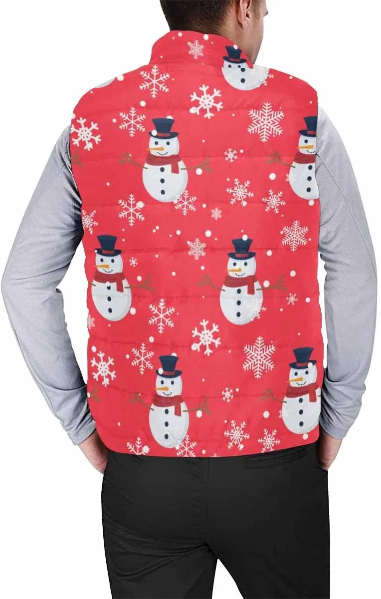 Vests For Men Snowmen Snow-Flakes Men's Lightweight Warm Puffer Vest Outdoor Sleeveless Jacket For Golf Hiking
