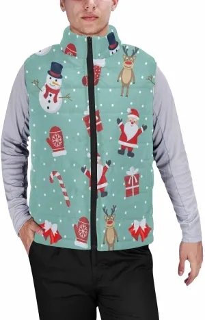 Vests For Men Snowmen Snow-Flakes Men's Lightweight Warm Puffer Vest Outdoor Sleeveless Jacket For Golf Hiking