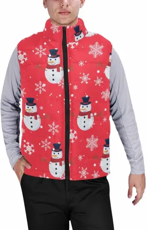 Vests For Men Snowmen Snow-Flakes Men's Lightweight Warm Puffer Vest Outdoor Sleeveless Jacket For Golf Hiking