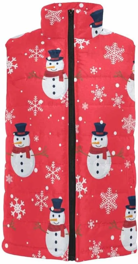 Vests For Men Snowmen Snow-Flakes Men's Lightweight Warm Puffer Vest Outdoor Sleeveless Jacket For Golf Hiking