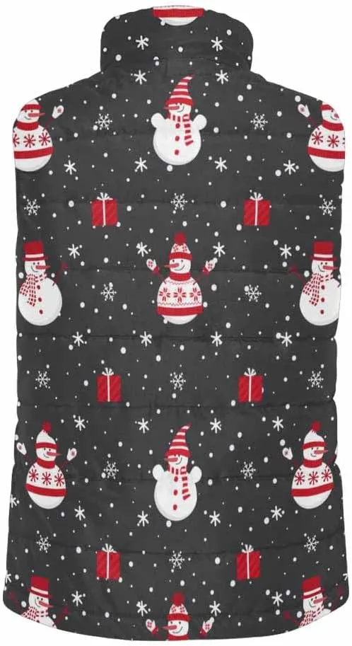 Vests For Men Snowmen Snow-Flakes Men's Lightweight Warm Puffer Vest Outdoor Sleeveless Jacket For Golf Hiking