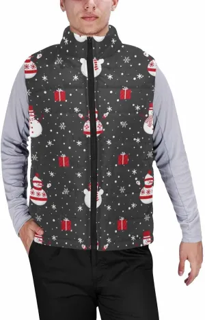 Vests For Men Snowmen Snow-Flakes Men's Lightweight Warm Puffer Vest Outdoor Sleeveless Jacket For Golf Hiking