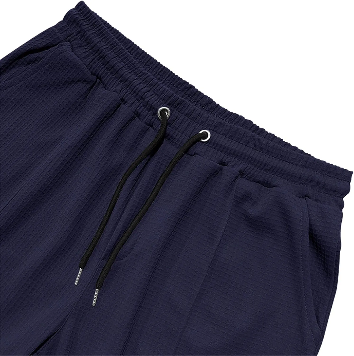 Waffle Pants for Men Corduroy Wide Leg Elastic Athletic Sweatpants Casual Loose Breathable Business Work Trousers